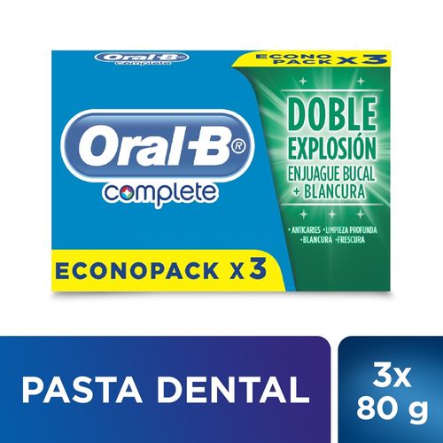 Crema Dental Oral-B Complete Menta Refrescante, 3x90gr