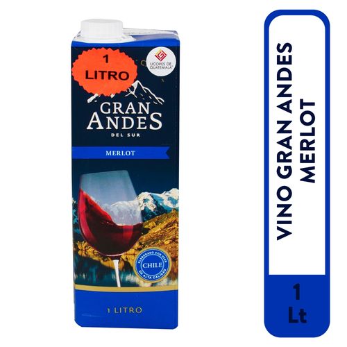 Vino gran Andes merlot calidad superior - 1000 ml
