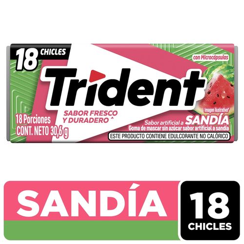 Chicle Trident Sin Azúcar Sabor Sandía 18 Uds - 30.6g