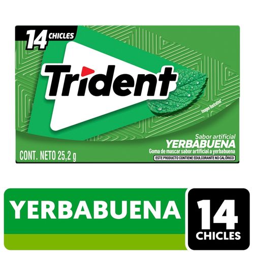 Chicle Trident Sin Azúcar Sabor Yerbabuena 14 Uds - 27g