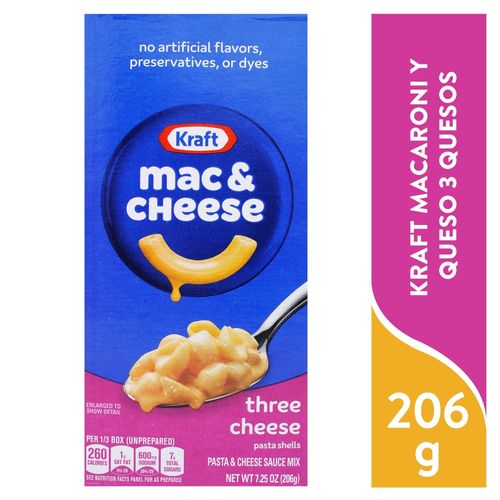 Pasta Kraft Sabor Macaroni Y 3 Quesos - 206g