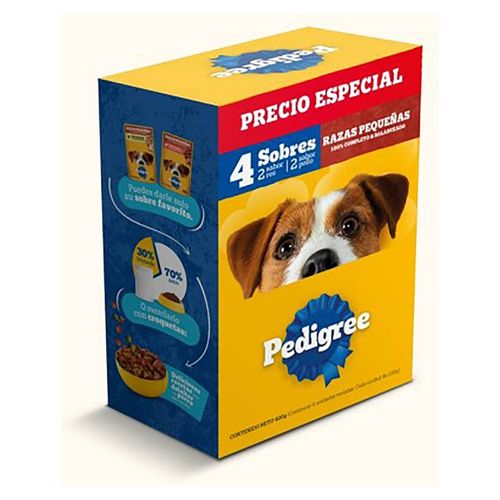 Pedigree 4pk Pc Raz Pq Res Y Pollo 400gr