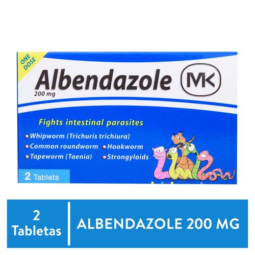 Albendazol MK 200 mg caja 2 tabletas - Precio indicado por caja