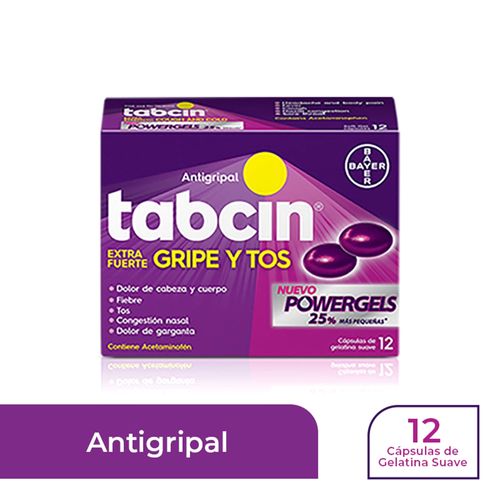 Tabcin liquid gel gripe y tos caja 12 cápsulas - Precio indicado por caja