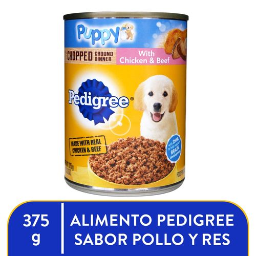 Alimento húmedo Pedigree para cachorros lata sabor pollo y res - 375 g