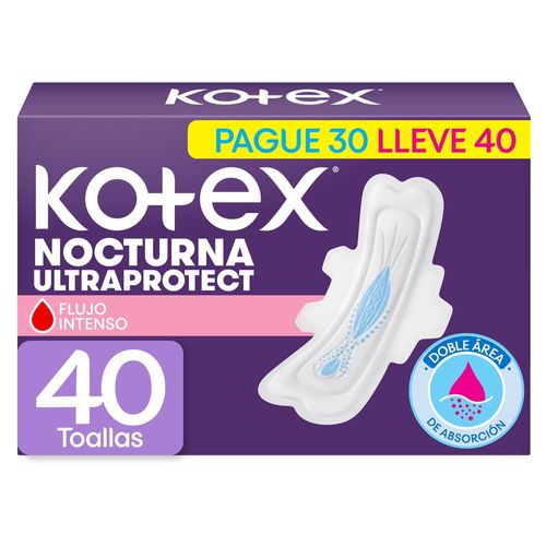Toallas Femeninas Kotex Nocturna Ultraprotect - 40 Unidades