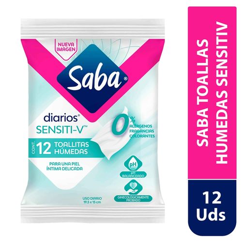 Toallitas Húmedas Saba Sensitiv - 12 Unidades