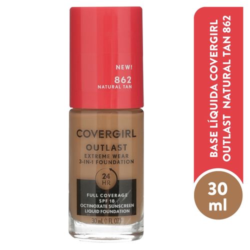 Base líquida Covergirl outlast 862 natural tan - 30 ml