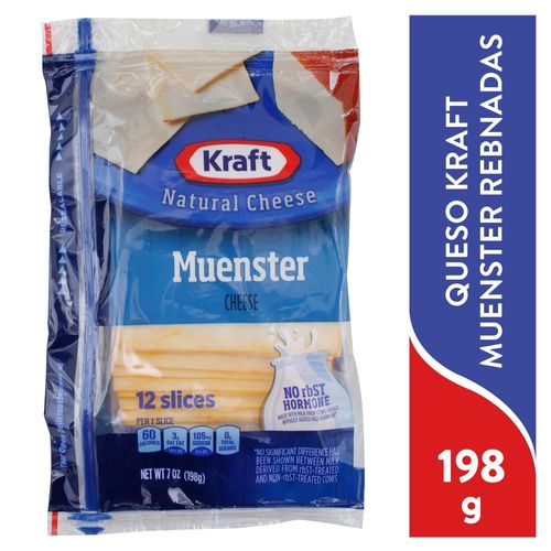 Queso Kraft tipo muenster en rebanadas 12 Uds - 198 g
