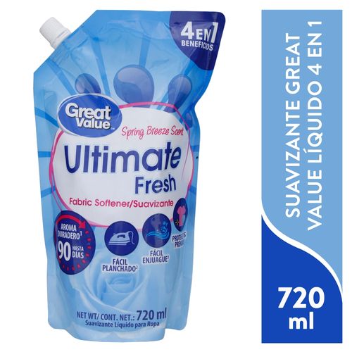 Suavizante Marca Great Value Cuidado Avanzado Aroma Spring Breeze -720 ml