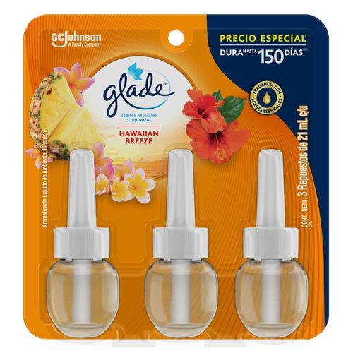 Aromatizante Glade Aceites Naturales Hawaiian Breeze 3 Pack - 63ml