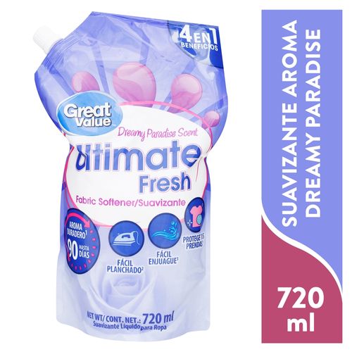 Suavizante Cuidado Avanzado Marca Great Value Aroma Dreamy Paradise -720 ml