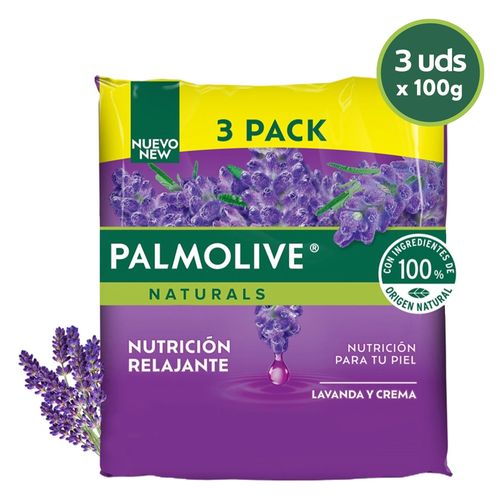 Jabón Corporal Palmolive Naturals Nutrición Relajante Lavanda Y Crema 3 Pack - 300g