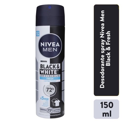Desodorante Nivea Men  Antimanchas en Spray Black & White Invisible Fresh - 150 ml