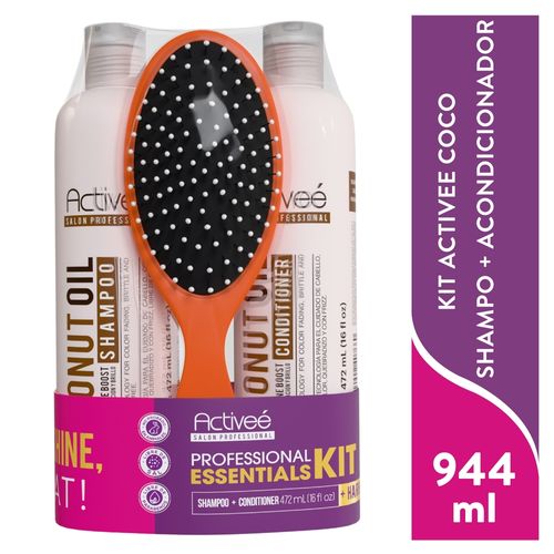 Kit Activeé shampoo acondicionador coco más cepillo - 944 ml
