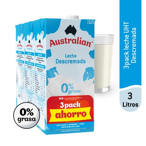 Leche Australian Descremada Uht 3 Pack - 1 L