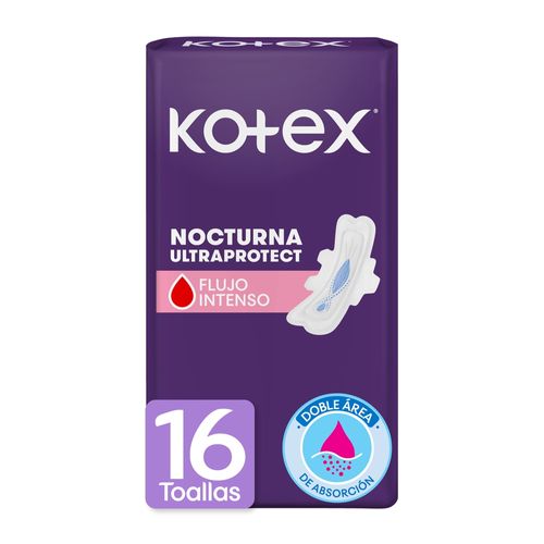 Toallas Femeninas Kotex Nocturna Ultraprotect - 16 Unidades