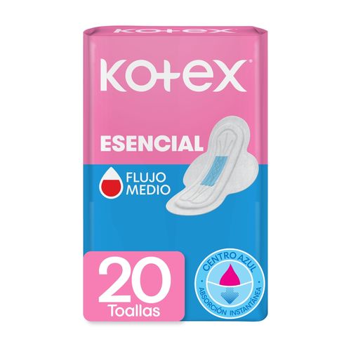 Toallas Femeninas Kotex Esencial Normal - 20 Unidades