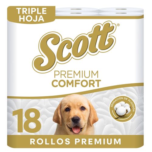Papel Higiénico Scott Premium Comfort Triple Hoja - 18 Rollos
