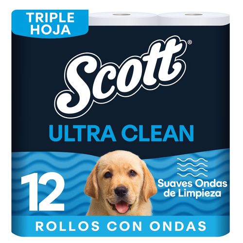 Papel Higiénico Scott Ultra Clean Triple Hoja - 12 Rollos