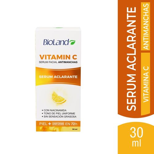 Suero Facial Bioland, Serum Aclarante Antimanchas con Vitamina C y Niacinamida - 30 ml