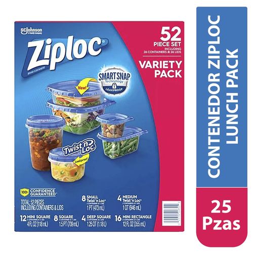 Pack Contenedor Ziploc Lunch 52 Piezas
