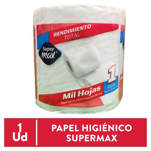Papel Higiénico Marca Supermax 1000 Hojas - 1 Rollo