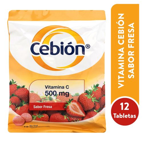 Cebion 500 Mg Fresa 12 Tabletas