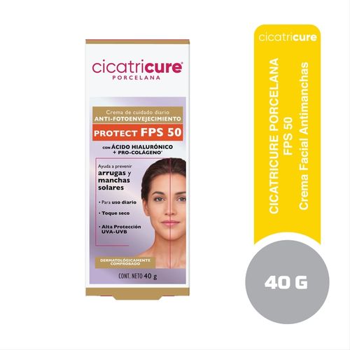 Crema Cicatricure Porcelana Anti- fotoenvejecimiento con FPS 50 - 40 g