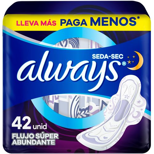 Toallas Femeninas Always Seda-Sec Nocturna - 42 Uds
