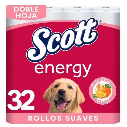 Papel Higiénico Scott Energy Naranja Doble Hoja - 32 Rollos
