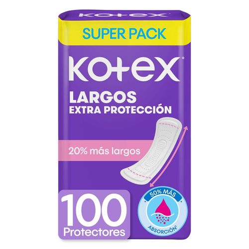 Protectores Diarios Kotex Largos- 100 Unidades