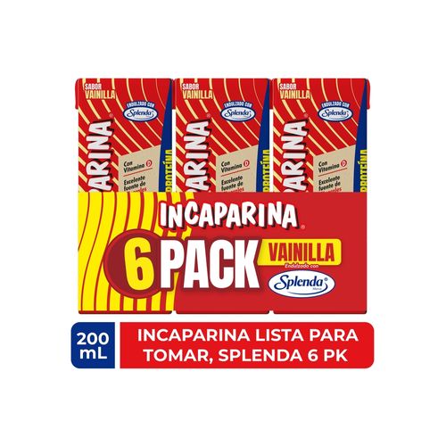 Bebida de Maíz y soya Incaparina endulzado con Splenda 6 pack