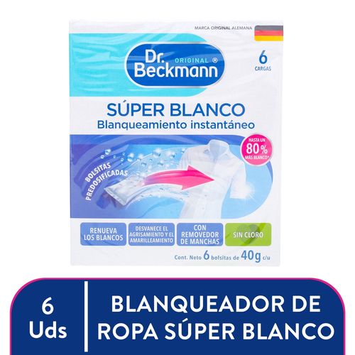 Blanqueador Dr. Beckmann Súper Blanco en Polvo 6 Bolsitas