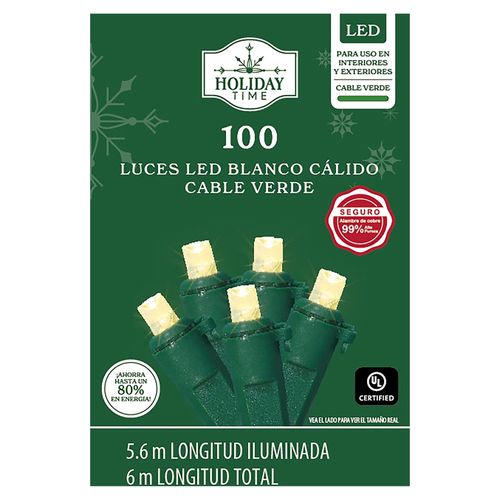 Luces Led Holiday Time cálidas serie 100 luces