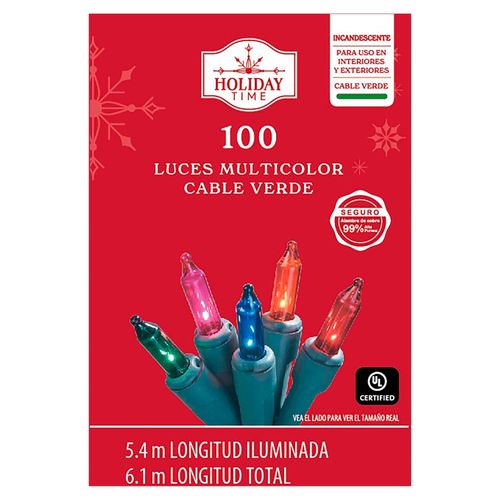 Luces Holiday Time colores serie 100 luces