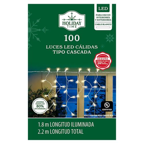Luces Led Holiday Time cascada claras serie 100 luces