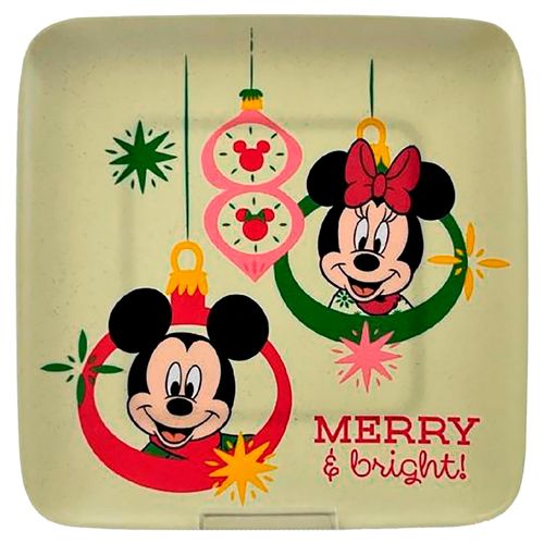 Plato postre Disney navideño cuadrado de melamina - 8 pulgadas