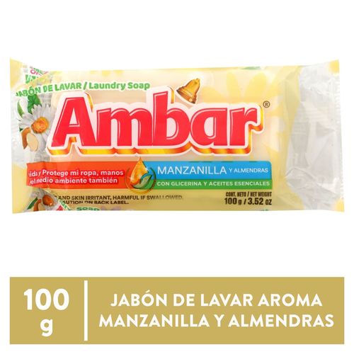 Jabón De Barra Ambar Jabon Ambar Manzanilla y Almendra 100g