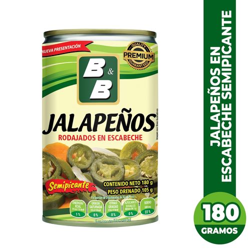 Chile Jalapeño B&B Rodajado Semipicante En Escabeche - 180g