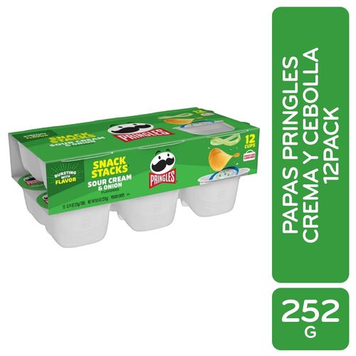 Papas Pringles Crema y Cebolla 12 pack - 252 g