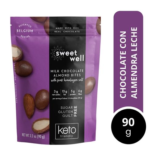 Almendras Sweetwell cubiertas con chocolate con leche - 90 g