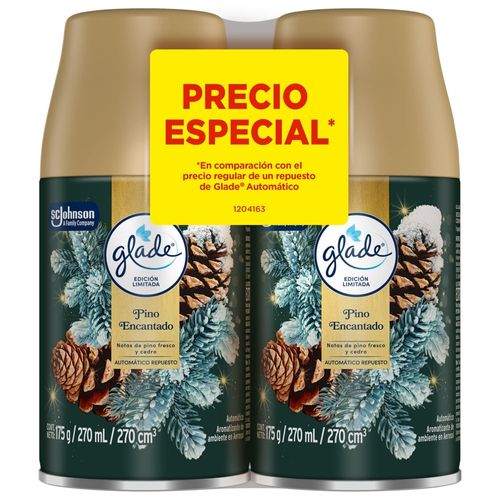 Aromatizante Glade Edicion Limitada Automatico Pino Encantado 2 Repuestos 350g