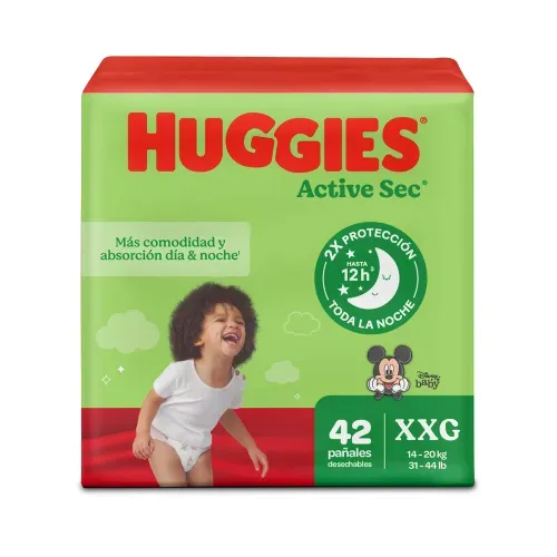 Pañales Huggies Active Sec 5/XXG - 42 Unidades