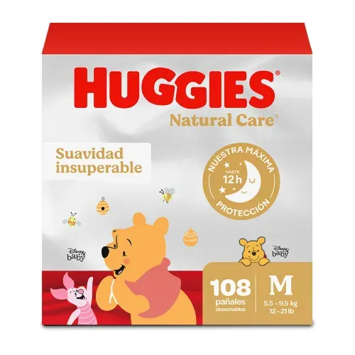 Pañales Huggies Natural Care Etapa 2/M - 108 Unidades