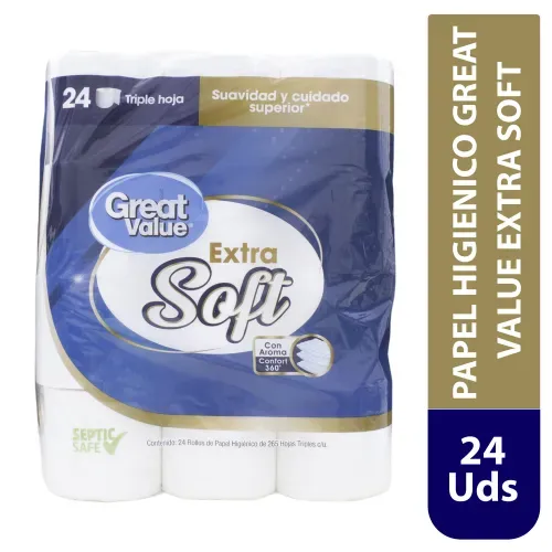 Papel Higiénico Great Value 3 PLY - 24 Rollos