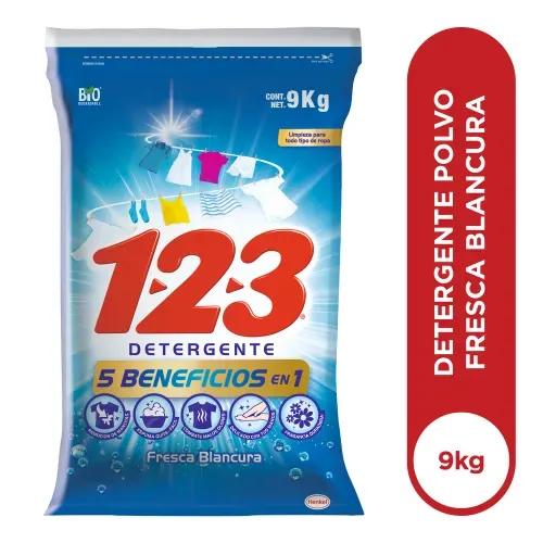 Detergente en Polvo 123 Regular - 9000 g