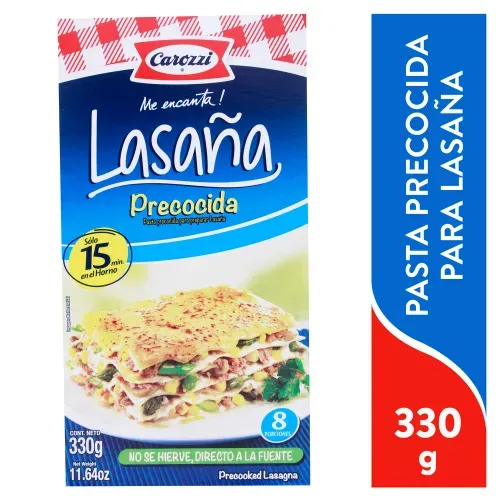 Pasta Carozzi Lasana Precocida - 330 g