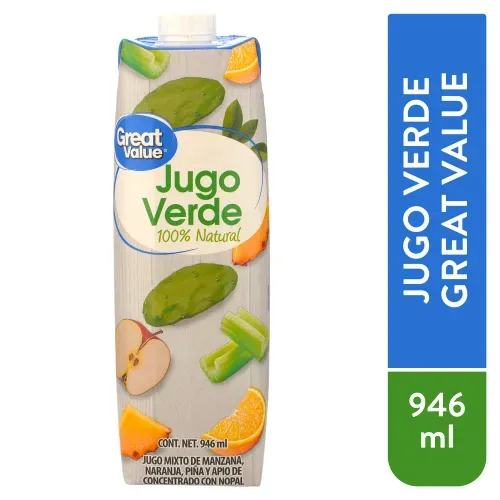 Jugo Great Value Mixto Manzana Naranja Piña Apio Nopal - 946 ml