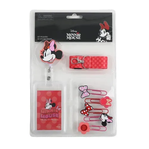 Set Pen + Gear portacredencial minnie mouse - 6 Pzas